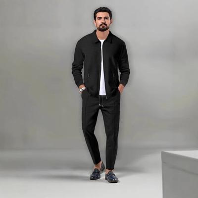 Men's Casual Sports Suit Autumn Youth Zipper Pocket Lapel Slim Fit  Pants