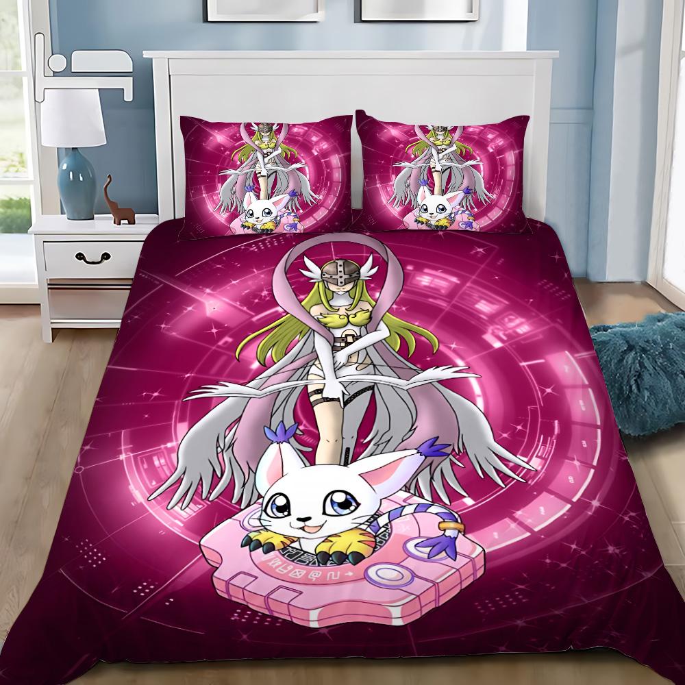 Cartoon Cover Pillowcase Bedding Set  D-DigimonS Greymons Adult Boy Girl Bedroom Decoration Children Single Double Large Size