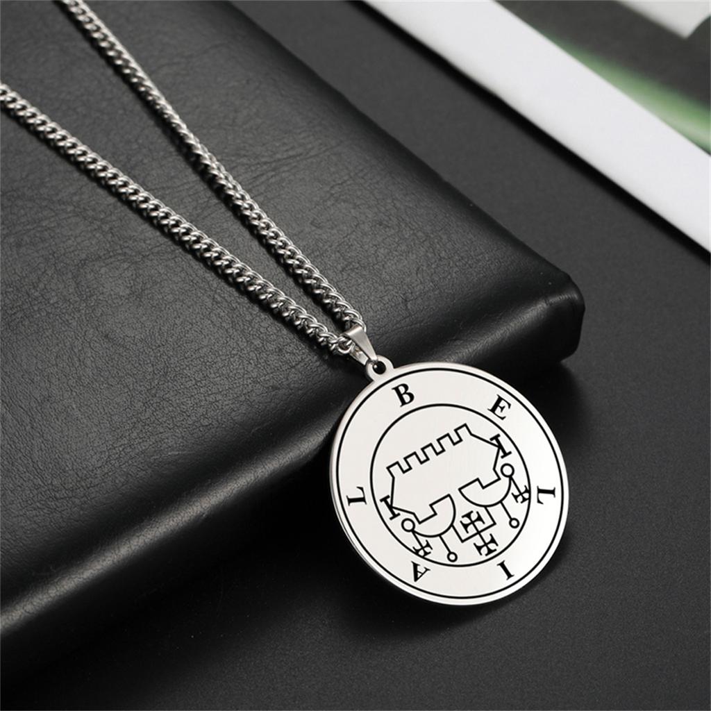 King Belial Sigil Demon Seal Necklace Stainless Steel Key of Solomon Pendant Necklaces Amulet Jewelry Gifts Wholesale