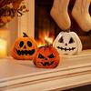 Holiday Atmosphere Enhancements 3Pcs Halloween Pumpkin Tabletop Decor, Rustic Face Wooden Block Table Ornaments Ornaments, Farmhouse Desktop Craft for