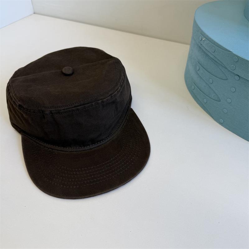 Solid color simple new old money wind flat top hat duck bill hat retro wide brim letter flat brim baseball cap cap