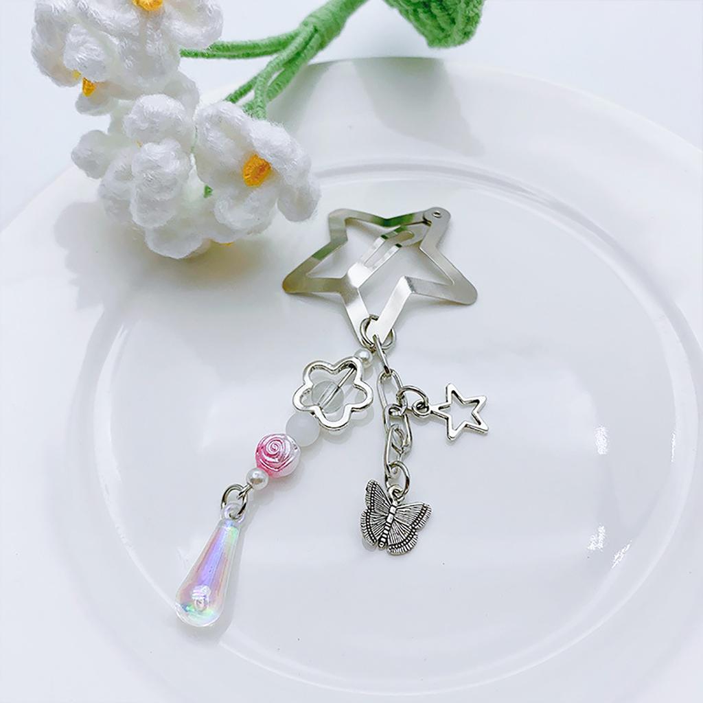 Fringed Butterfly Hair Clip for Girl Y2K Alloy Star Hairclip BobbyPin Duckbill Clip Hair Barrettes for Women Side Bangs