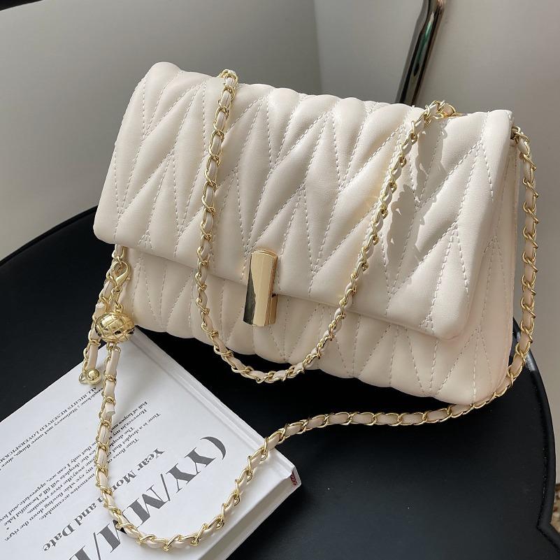 Summer Popular Bags for Women, Fashionable and Versatile Diamond Grid Chain Bags, Crossbody Bags, Textured Small Square Bags