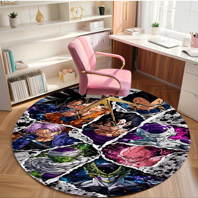 DRAGON BALL Print Round Rug, Washable Floor Carpet, For Entryway Dorm Laundry Room Office Study, Home Decor Birthday Christmas Gift
