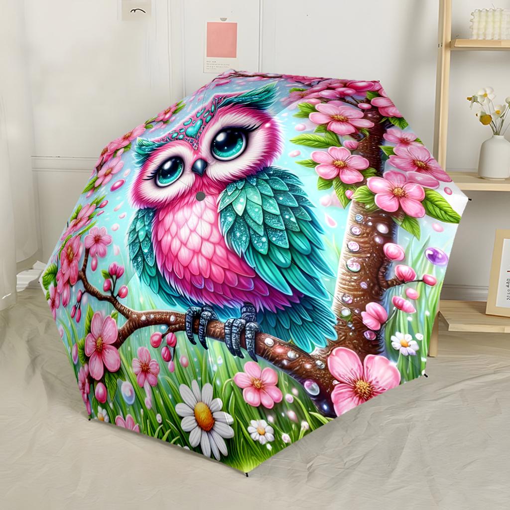 Owl Family In Moonlight Automatic Umbrella Sturdy 8-Rib Shaft Foldable Design Durable Everyday Carry Umbrella Fashionable Accessory