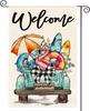 AVOIN Colorlife Summer Beach Truck Flamingo Garden Flag 12x18 Inch Double Sided, Welcome Seasonal Farmhouse Burlap Yard Outd
