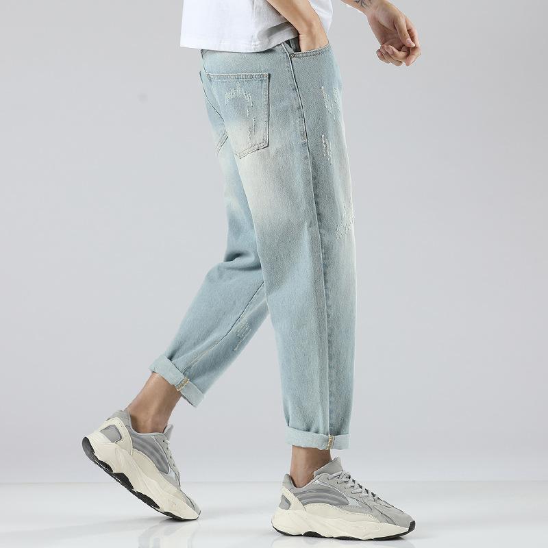 Jeans simples pour jeunes hommes, pantalons droits amples et confortables pour hommes