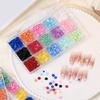 12/15 Grids 3D Flower Nail Art Resin Decoration Colorful 5-Petal Nail Charms Luxury Rhinestones Manicure DIY Accessories
