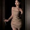 Sexy Lingerie Women Shiny Sleeveless Party Club Wrapped Sling Dress Nightdress