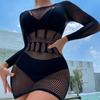 Sex Underwear Hot Diamond Long Sleeve Hip Skirt Hollow Eye Mesh Sexy Clothes