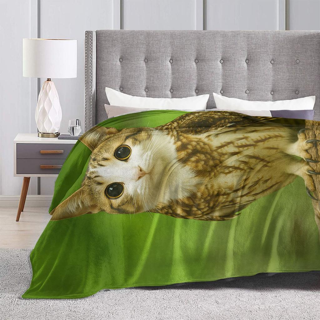 Meowl Gatto Gufo Divertente Internet Trendy Meme Coperta Super Calda Morbida Peluche Coperta Plaid Per Divano Letto Flanella Copriletto Coperta da Letto