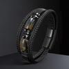 Hand-woven Leather Bracelet Magnetic Buckle Men's Bracelet Bulk Order Braided Leather Bracelet  Men