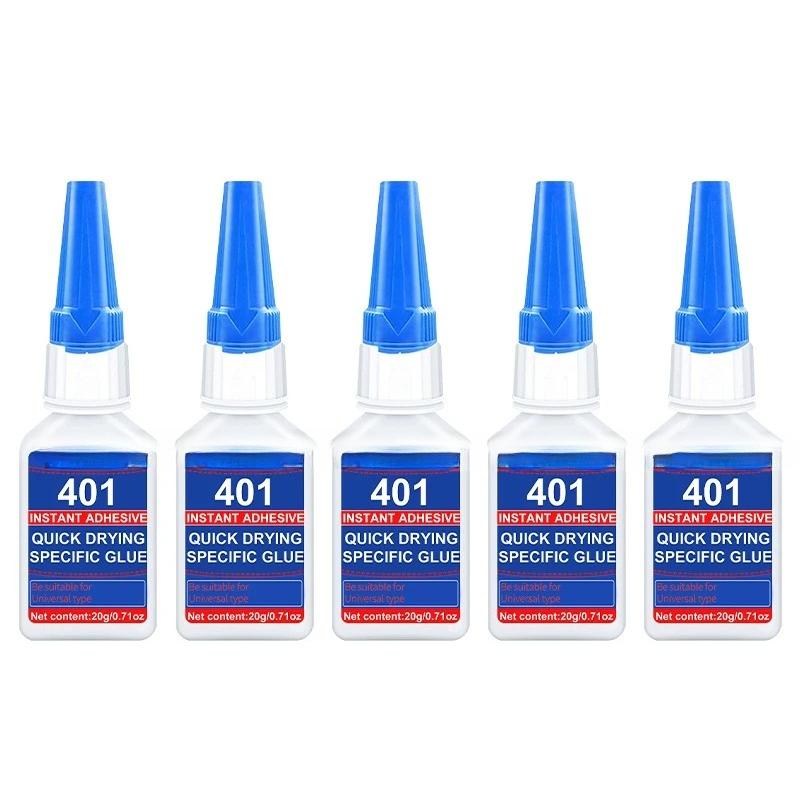 Brand-new upgraded 401 super cyanoacrylate glue, instant drying in 5 seconds, waterproof, stable and versatile bonding tool.