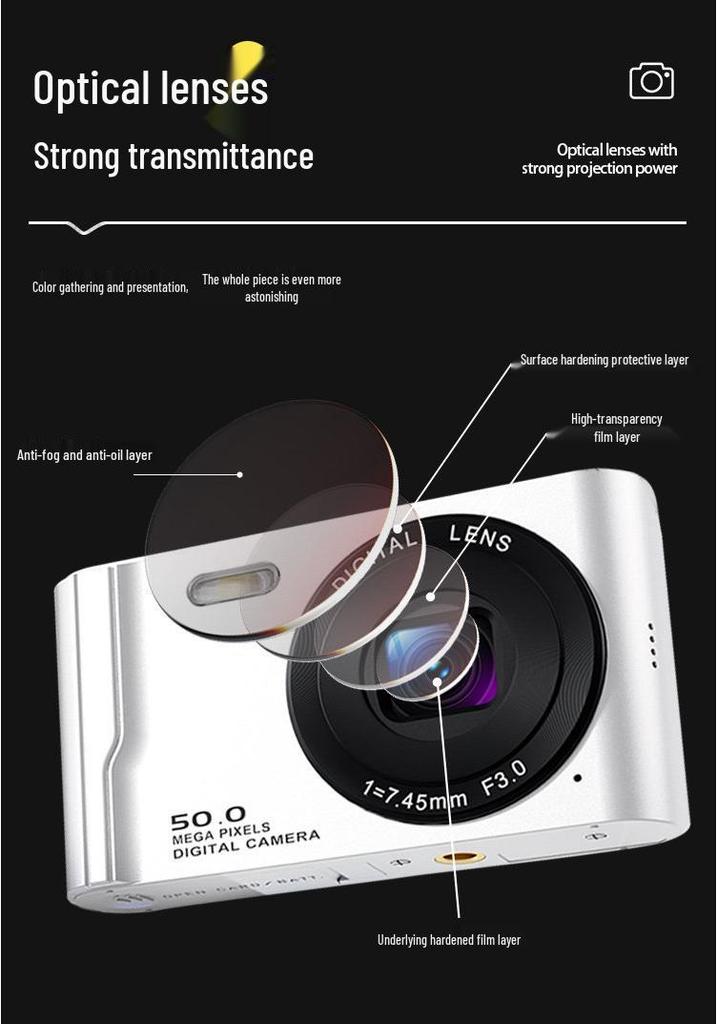 Student-Friendly 4K HD CCD Portable Digital Camera for Photos & Videos - Ideal for Campus & Travel