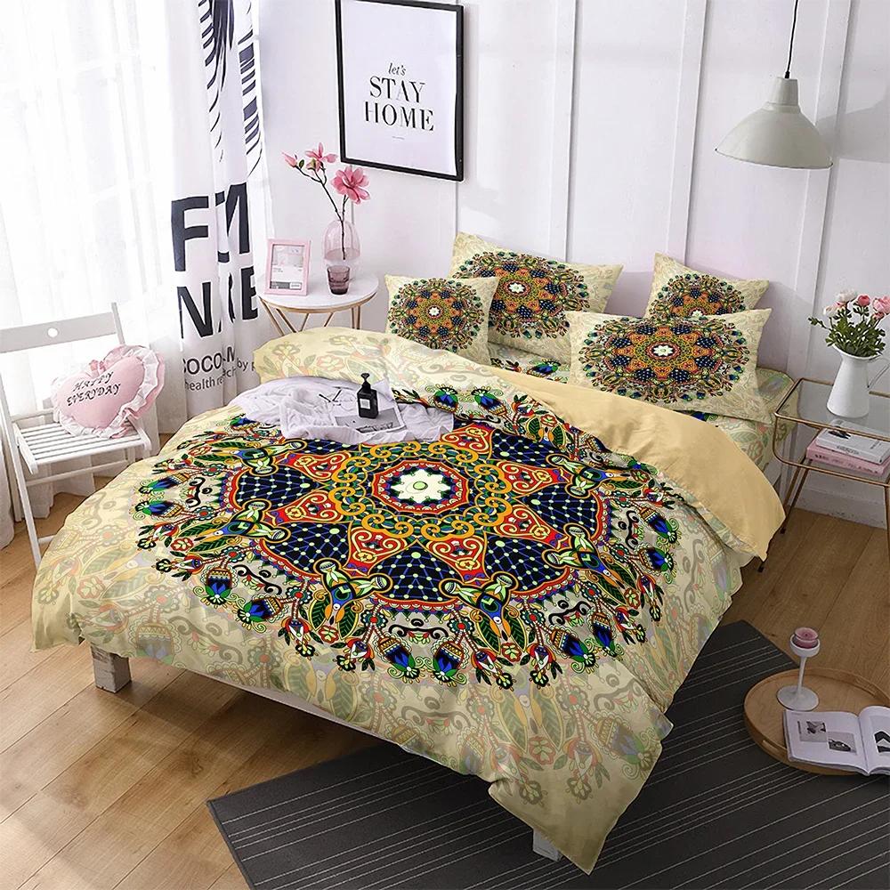 Print Bohemian Mandala Comforter Cover Super Comfortable Microfiber Fabric Bedroom Beddidng Set Datura Duvet Cover+pillowcases