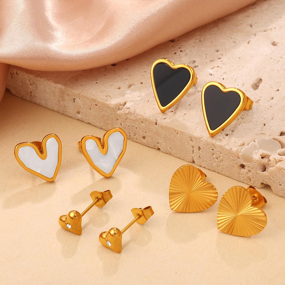 Gold Irregular White Shell Love Stud Earrings Simple Ins Wind Heart Earrings