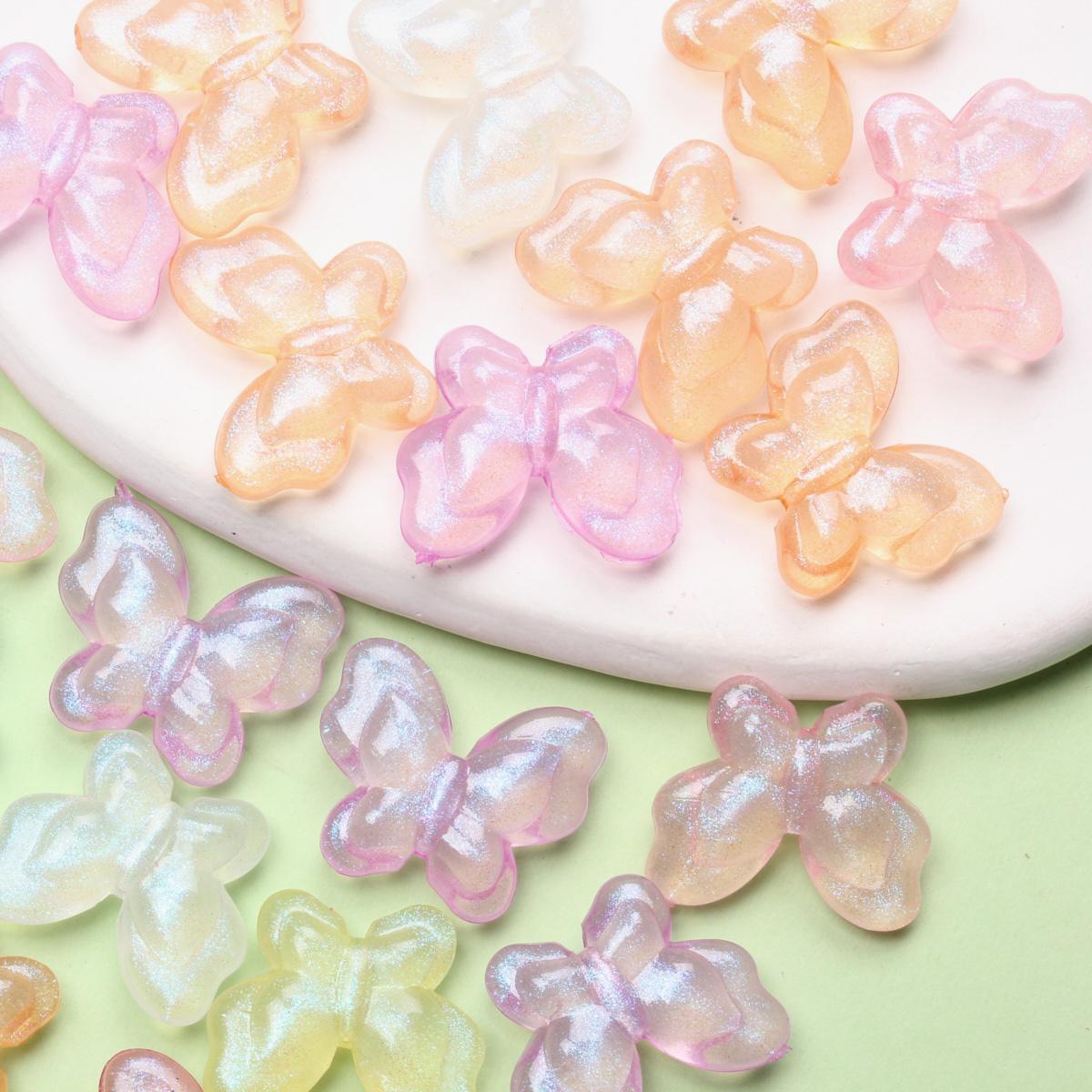 

80Pcs for Necklace Earrings Making DIY Jewelry Accessories Acrylic Creative Fluorescent Butterfly Loose Beads