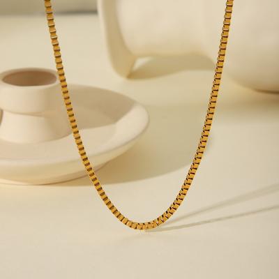 Minimalist Gold-plated Necklace for Women, Western Ins Style Box Chain, Titanium Steel Neck Chain, Fade-resistant