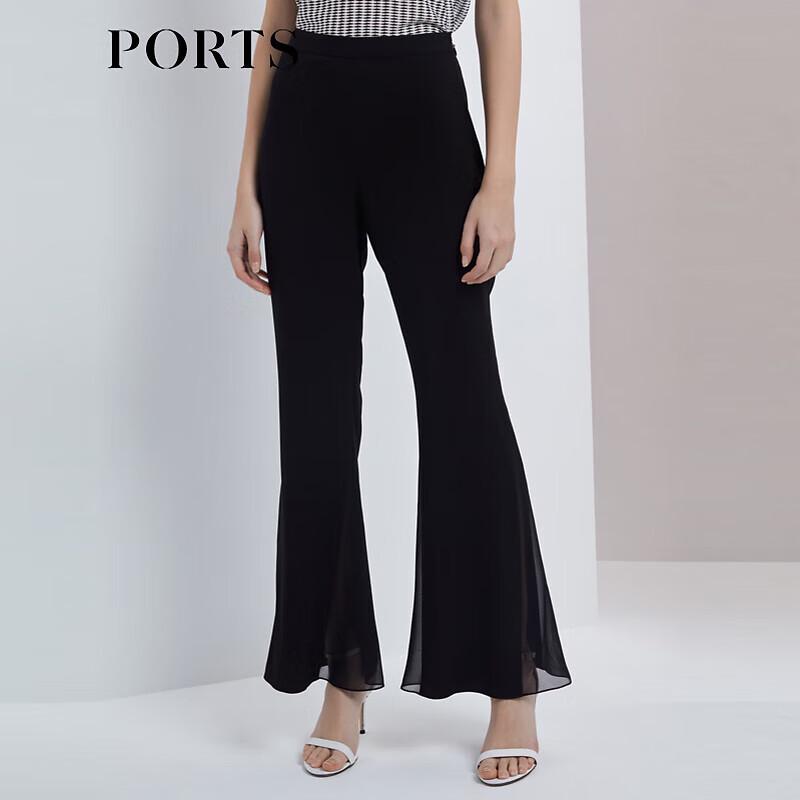 PORTS Women's High-Waist Micro-Flare Slit Casual Pants