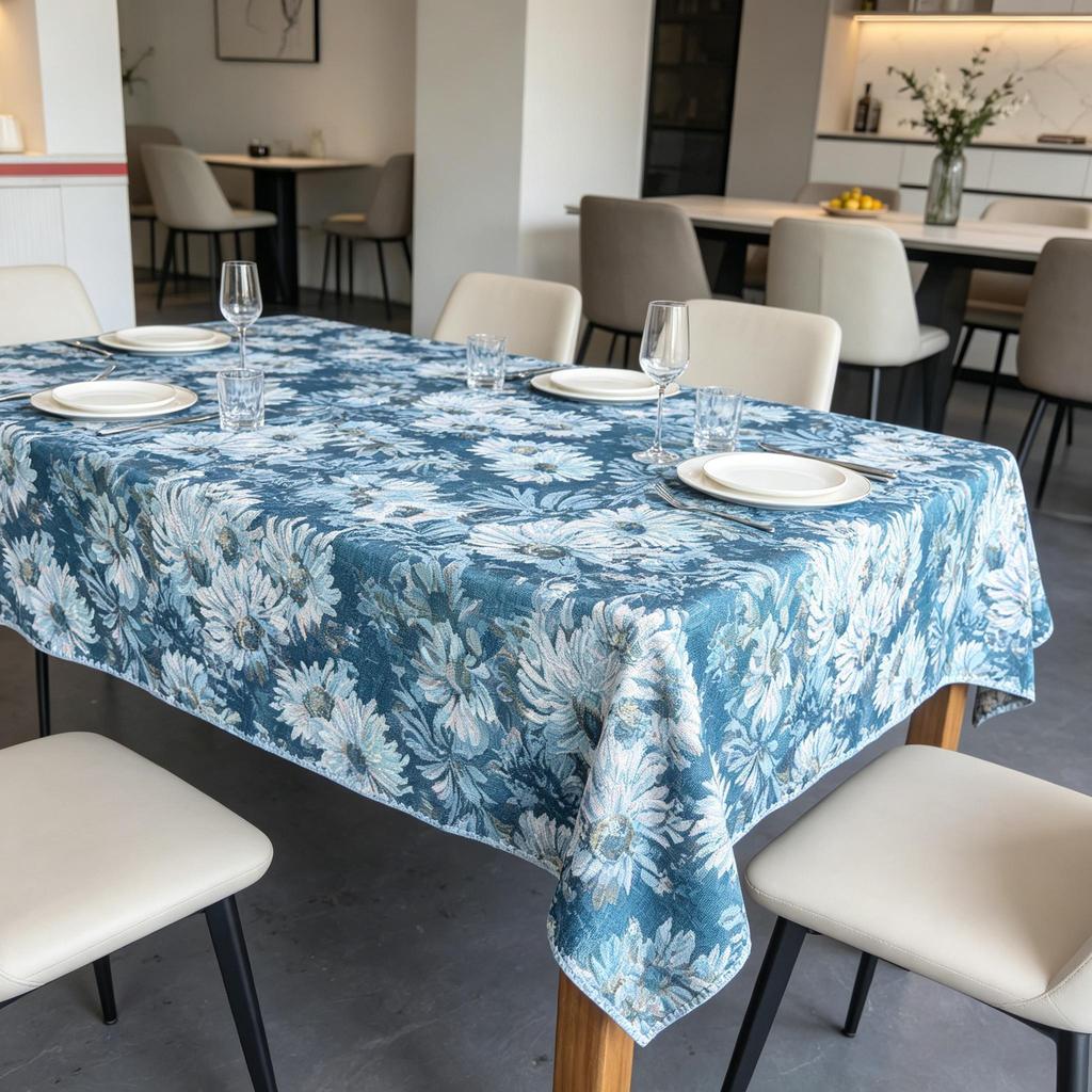 Home Kitchen Dining Party Use Durable Rectangle Washable Fabric Cotton Linen Tablecloth