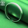 New Style 925 Sterling Silver Smooth Round Opening Adjustable Bangle Women's Birthday Party Gift Simple Jewelry Accessories