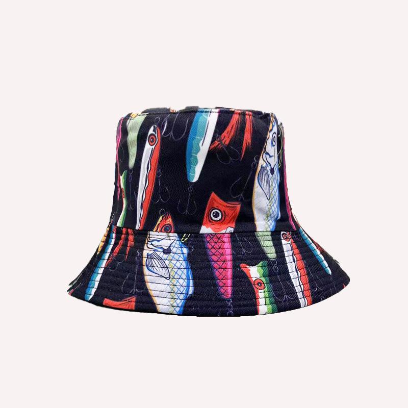 Hot-selling Personalized Digital Printing Bucket Hat European and American Fashion Short Brim Sunshade Basin Hat Spot