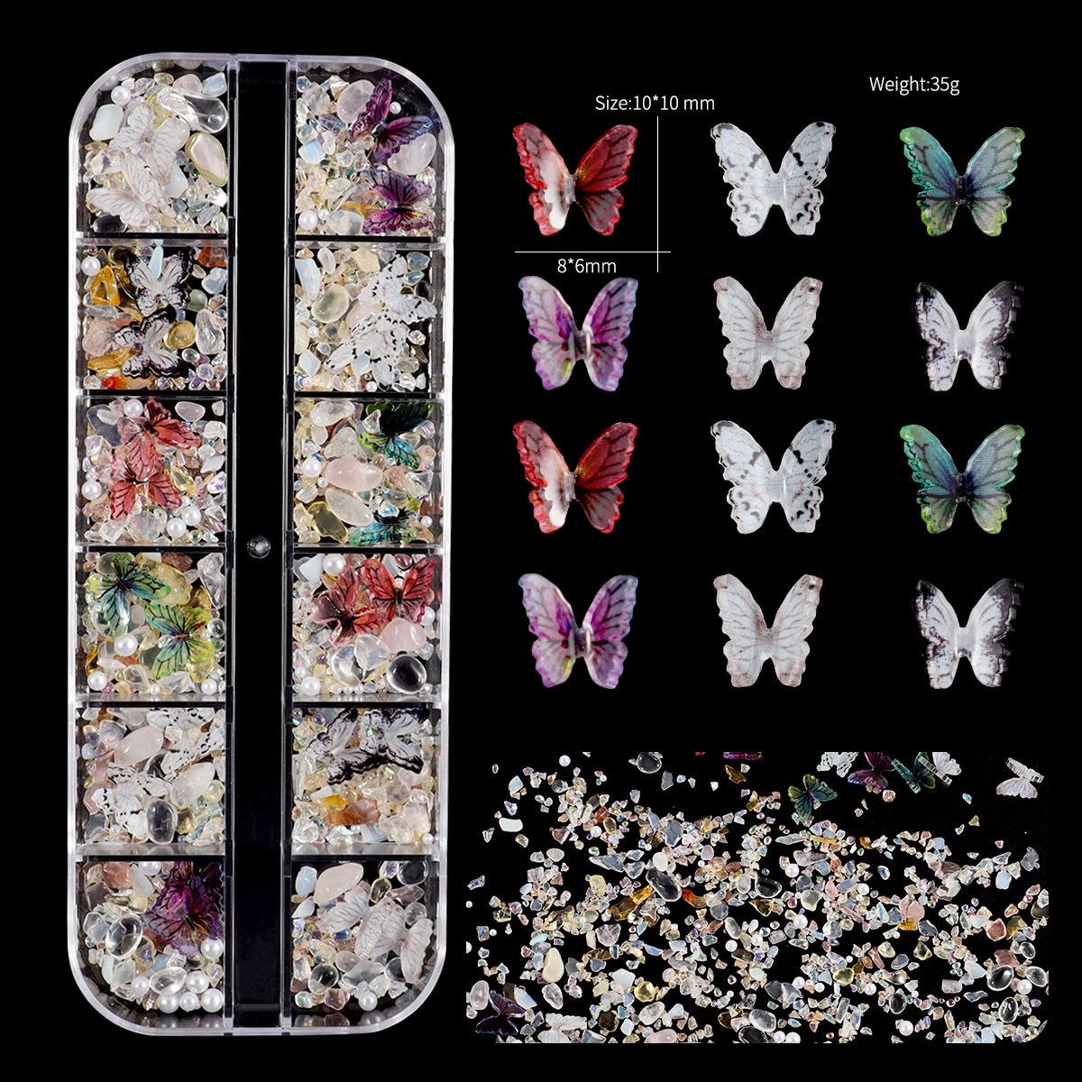Aurora Gradient Butterfly 3D Nail Art Ornaments - Complete Set