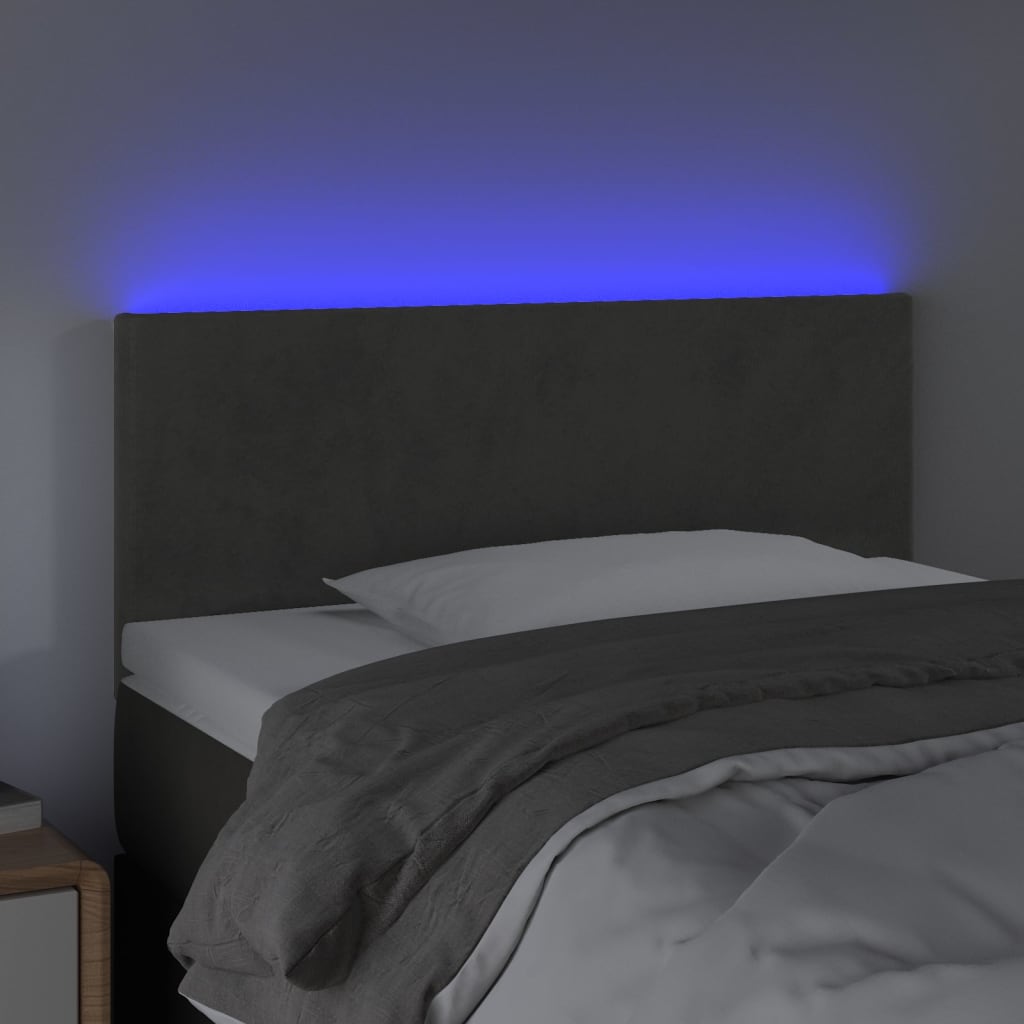 Vidaxl Bed Headboard with LED, Dark Grey, 90X5X78/88 Cm, Velvet
