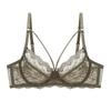 French Underwear Women's Sexy Ultra-thin Sponge-free Transparent Lace Underwear Large Chest Small Large Size Bra Cover Bra