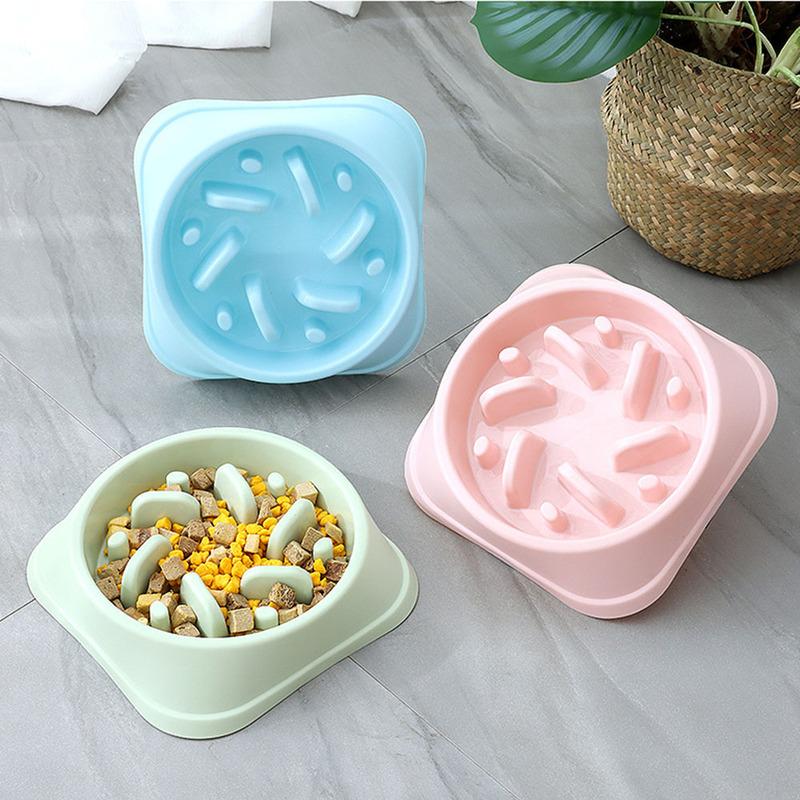 Non-Slip Pet Puppy Slow Feeder Plastic Dog Food Bowls Dog Puzzle Bowl for Healthy Eating Puppy Cat Slow Feeder Bowl Anti-Choking