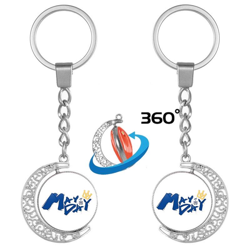 Double-Sided Rotating Emoji Keychain Jewelry – Support & Gift Key Ring