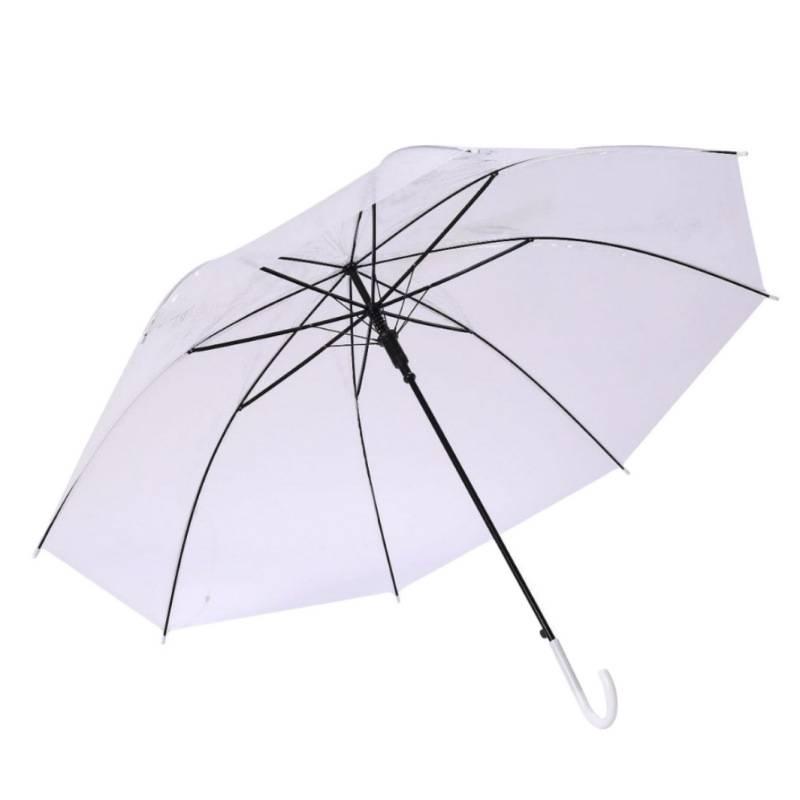 Creative Long Handle Transparent Umbrella with Colorful Straight Rod - Automatic Open, Ideal for Advertising Gifts