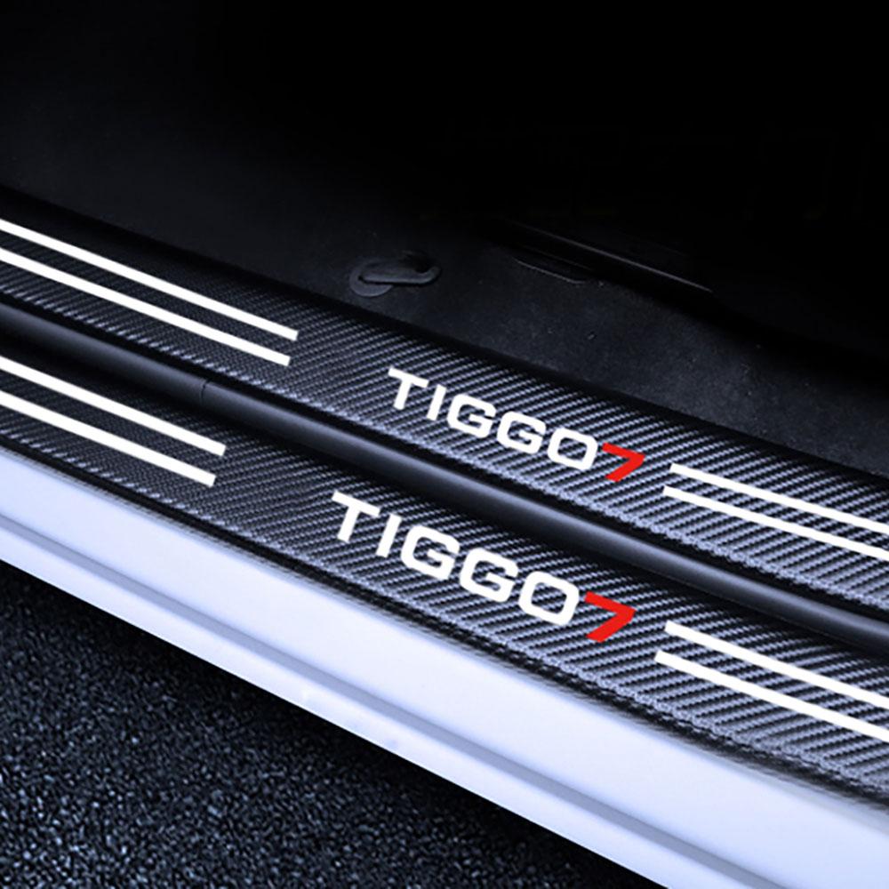 Auto Tür Sill Schutz Für Chery TIGGO 7 PRO 20-22 Carbon Faser Muster Leder Usher Pedal Zubehör Innen