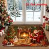 1pc Christmas Rug Suitable for Entrance & Living Room - Non-Slip PVC Backing Floor Mat with Santa Claus, Golden Retriever, Fireplace, Tree & Gingerbre