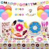 Disposable Donut Table Cover Rectangular Donut Tablecloth Birthday Party   Picnic