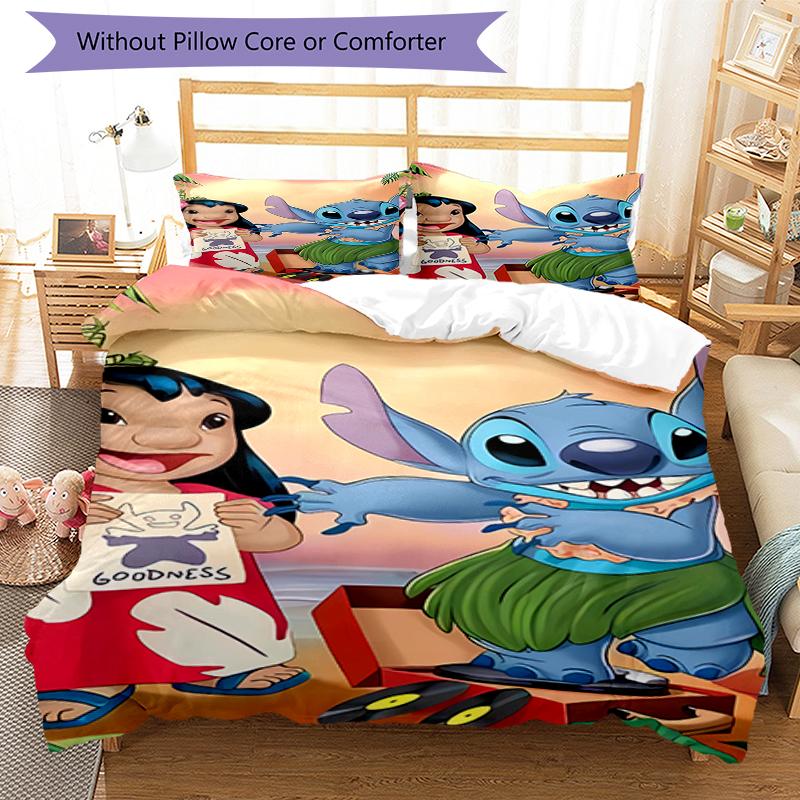 3pcs Stitch Bedding Set Duvet Cover Closure Includes 1 Duvet Cover & 2 Pillowcases, Soft and Comfortable for All Seasons.