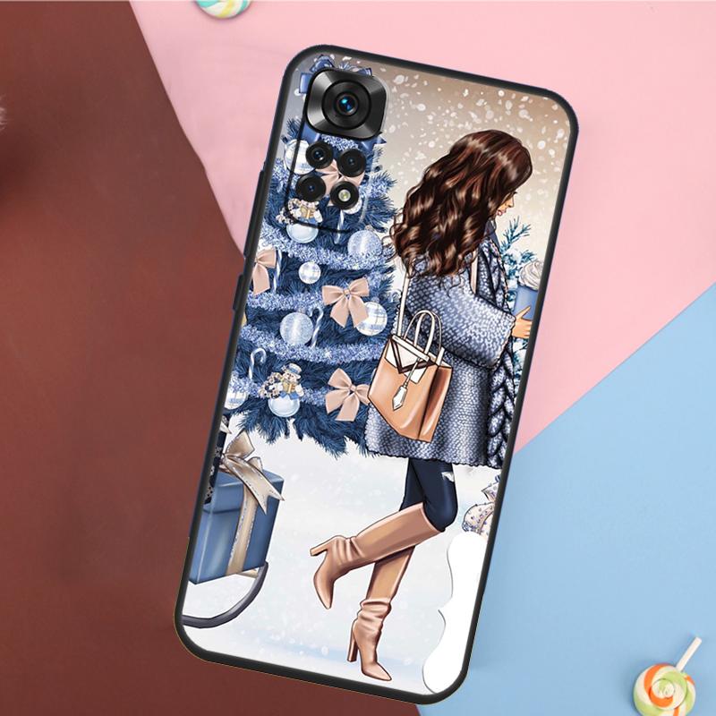 Fashion Girl Merry Christmas Case For Xiaomi Redmi Note 11 Pro 11S 8 9 12 10 Pro 10S 9S Redmi 9 10 12C 9C 10C Back Cover