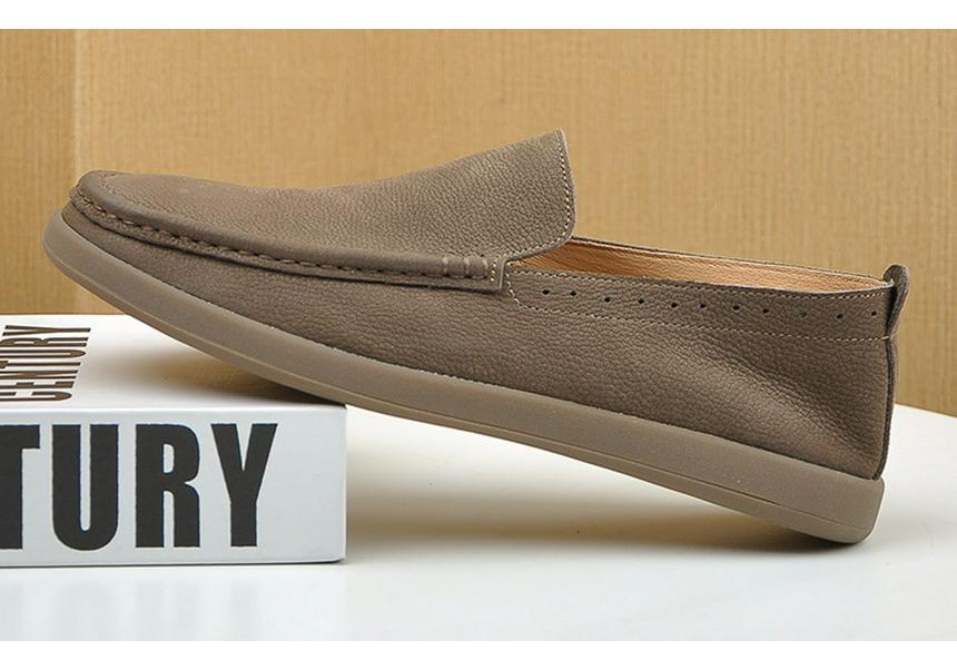 Men's Retro Hand-rubbed Crazy Horse Leather Slip-on Loafers - Casual, Comfortable, Soft & Elastic.