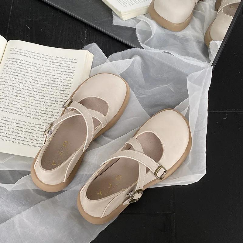Fashion 2024 New Women's Flats Cross Strap Mary Jane Shoes for Women Soft Sole Casual Shoes Fashion Shallow Single Shoe Zapatos De Mujer