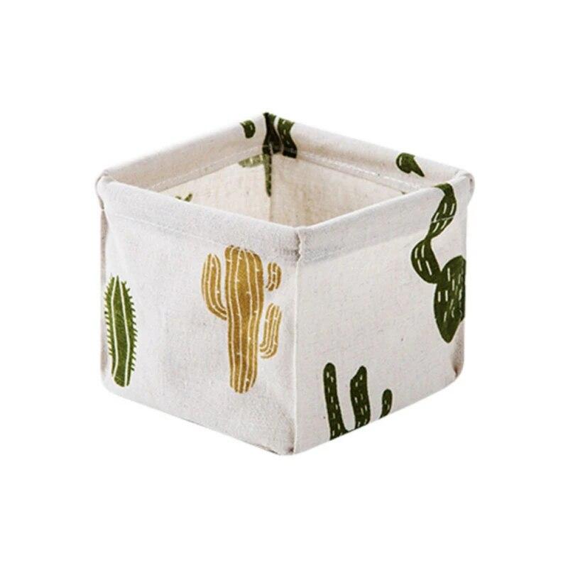 Linen Desktop Storage Basket Sundries Toy Storage Box Organizer Cosmetic Book Stationery Organizer Home Office Container Basket