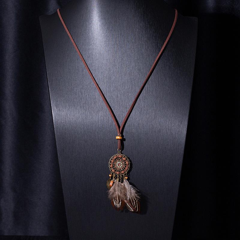 Bohemian Tassel Flower Pendant Retro Ethnic Necklace - Handmade Long Woven Design