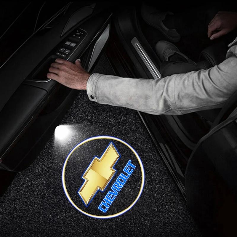 Car Door Welcome Light HD Wireless Projector Lamps Accessories For Chevrolet Trax Camaro Aveo Cruze Sonic Silverado Captiva