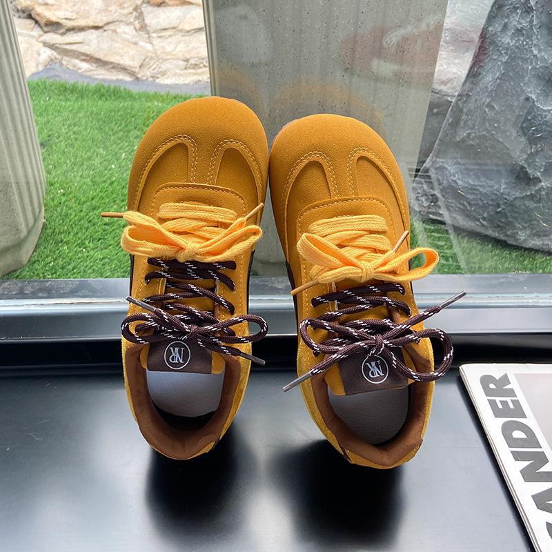 Thick-soled Red Women's Spring New Racing Shoes Lace-up Color Matching Casual Shoes Mango Head Clown Shoes