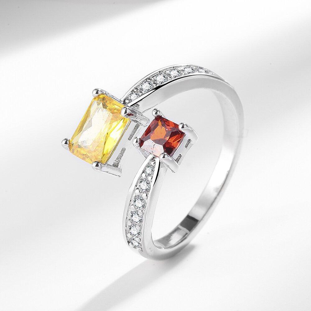 

Popular Sugar Cube Simulation Diamond Colored Zircon Ring Women S Light Luxury Ring
