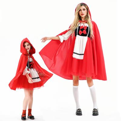 Kostium Dziecięcy na Halloween Kostium Świąteczny Płaszcz Peleryna Czerwonego Kapturka Styl Pasterski Farmy Kostium Pokazowy dla Dziewczynki
