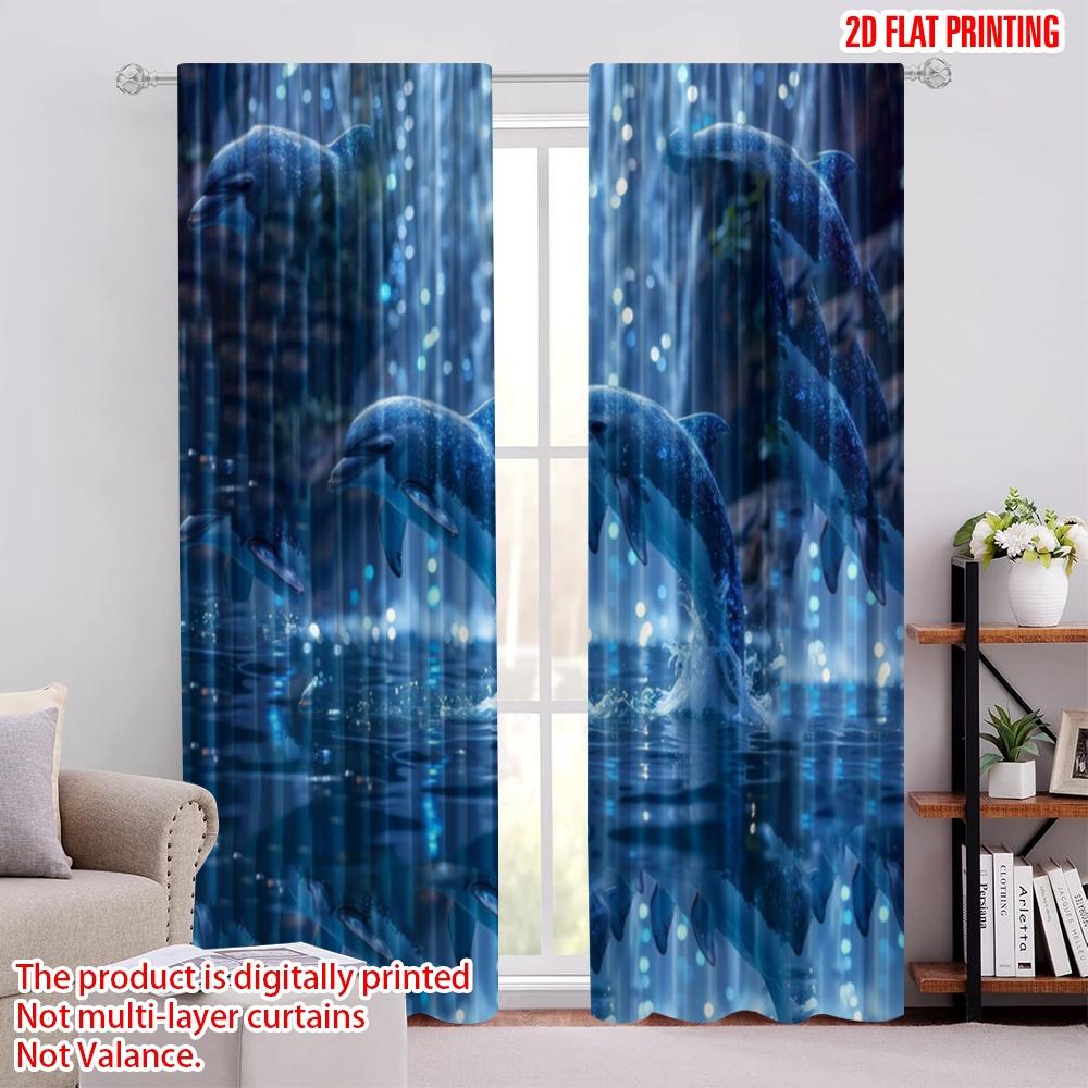 

2pcs,2D plane printing Curtain Popular Dolphin Illusion Versatile Durable Polyester (without rod) Decorations Outdoor Perfect 52.50 × 116.00 cm 2 pcs