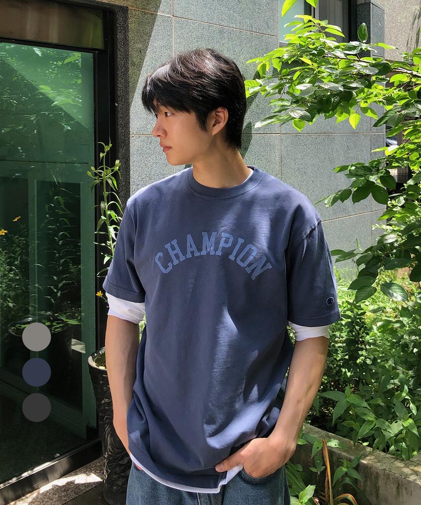 CHAMPION Arch Logo Garment-Dyed T-Shirt 3 Colors
