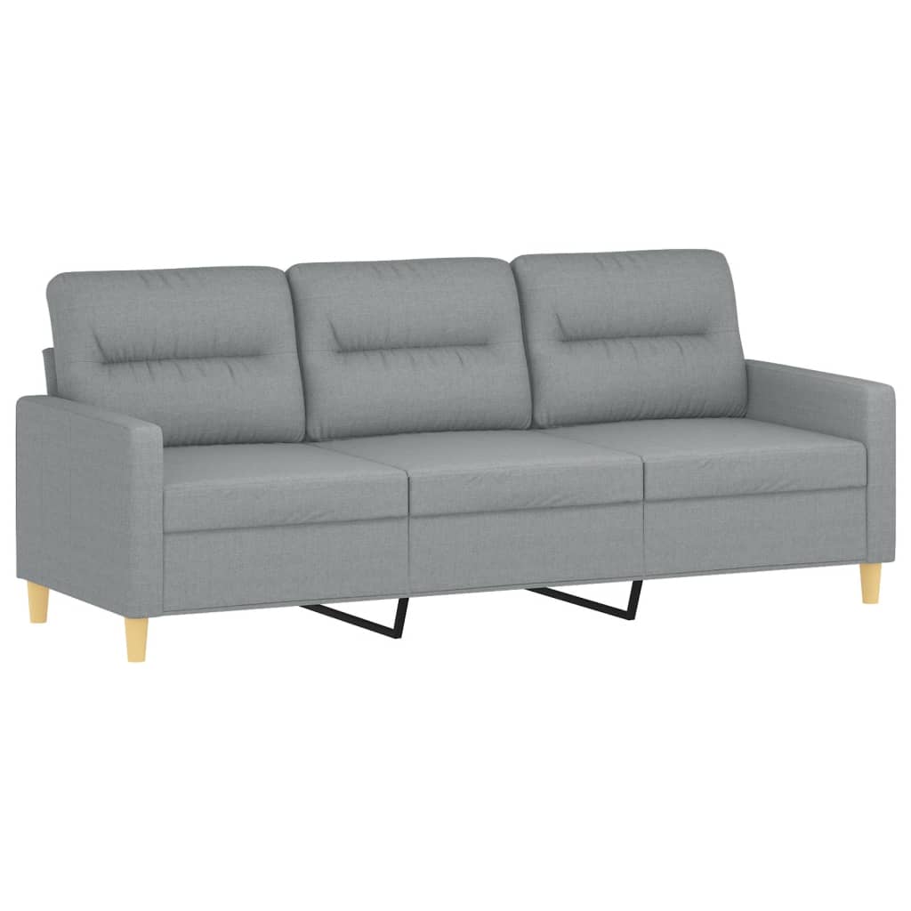 Vidaxl 3-Seater Sofa with Footstool, Light Gray, 180 Cm, Fabric