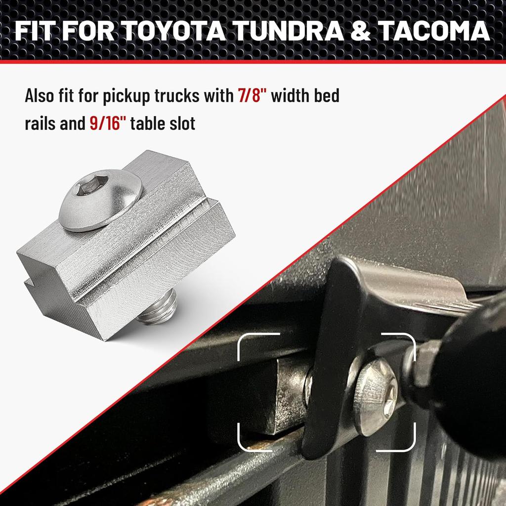 RED WOLF 3/8"-16 Thread T-Slot Nut For Toyota Tundra Tacoma Pickup Truck Cargo Bed Rail Deck Cleat Rack Trail 304 Stainless Steel Tie Down 6 Pack