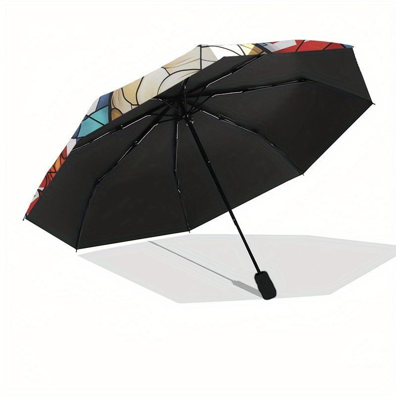 British Flag Stained Skull DecorUmbrella, Portable 3-Fold Compact Umbrella,Christmas Gift ES658